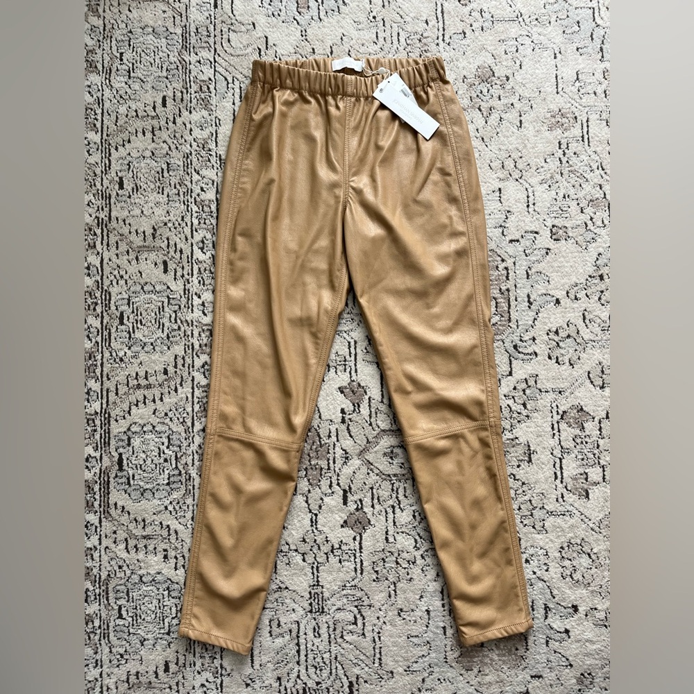NWT Jonathan Simkhai Rylee Stretch Vegan Leather Pants Leggings - Camel Size M